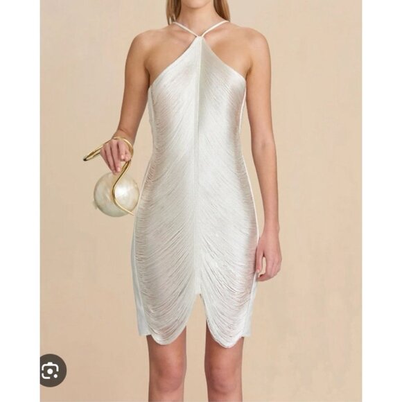 Cult Gaia Mara Dress in Off White Fringe X-Small New Womens Bridal Cocktail - Picture 12 of 17